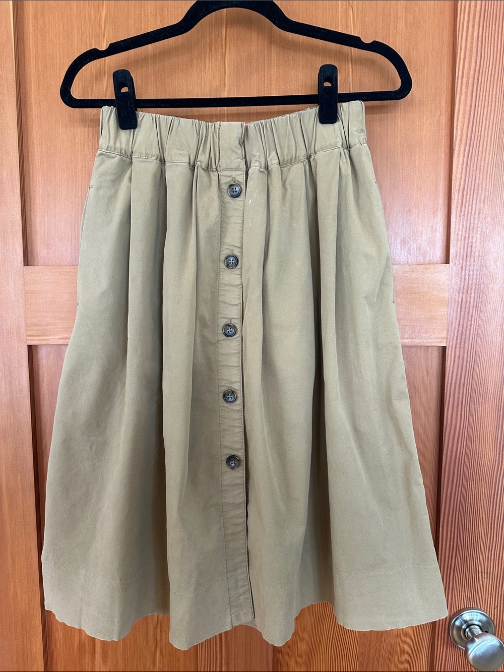 J. Crew Womens Button-Front A-Line Skirt in Khaki